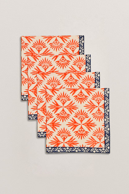 Napkins - Palm Reflections (Coral/Night Sky)