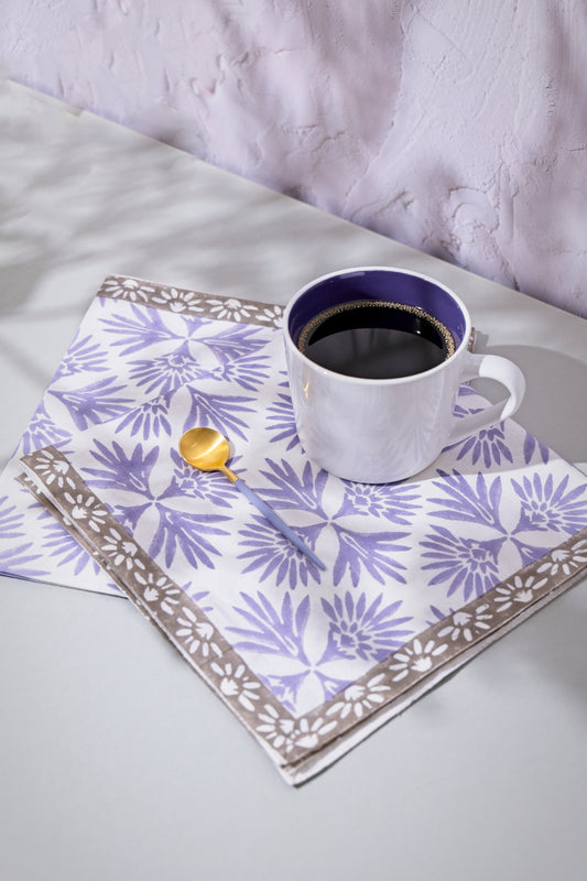 Serviettes - Palm Reflections (Lilac/Truffle)